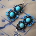 With turquoise - Earrings - beadwork