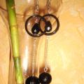 " Black agate " - Earrings - beadwork