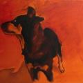 " dog red " - Oil painting - drawing