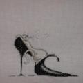 cat on a black shoe - Needlework - sewing