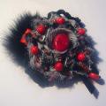 Flowers on coral - Brooches - beadwork