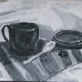 Black white. - Acrylic painting - drawing