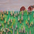Lupine field - Oil painting - drawing