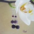 Lilac cherries - Earrings - beadwork