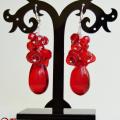 Red drops - Earrings - beadwork