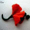 Red gelele - Brooches - felting