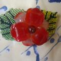 Red flower - Brooches - beadwork