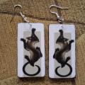 Earrings " cat " - Decoupage - making