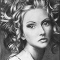Woman curly hair - Pencil drawing - drawing