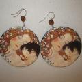decoupage earrings " Klimtas_dviese " - Earrings - beadwork