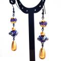 Purple-Gold - Earrings - beadwork