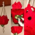 Vase-covered strawberries in milk - For interior - felting