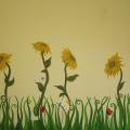 Flowered sunflower and poppy Pasi - Acrylic painting - drawing
