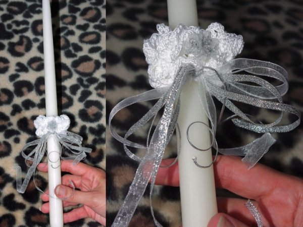 Baptism candles decoration - Lace