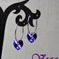 Blue-purple heart - Earrings - beadwork