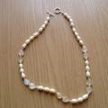 Pearl and Carnelian - Necklace - beadwork