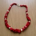 Red pearl with pearls - Necklace - beadwork