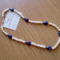 Pearls with blue howlite - Necklace - beadwork