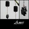 Hanging onyx - Earrings - beadwork