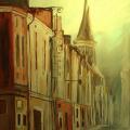 Morning Kaunas Old Town - Oil painting - drawing
