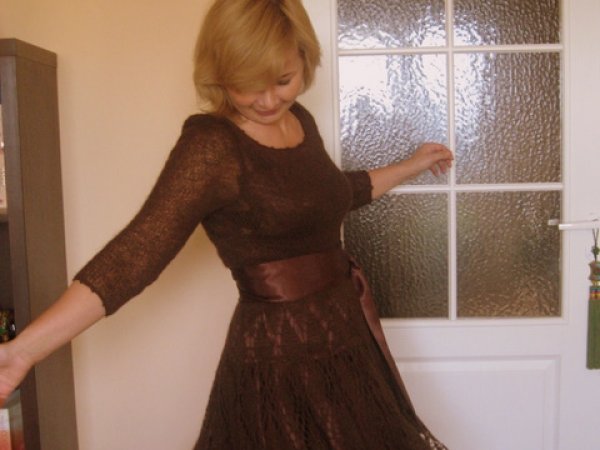 dress for women (hand made), kid mohair, dark brown - Dresses