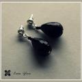 Black agate drops - Earrings - beadwork