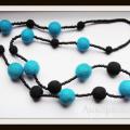 Black / Blue - Necklaces - felting