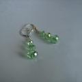 Green crystals - Earrings - beadwork