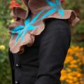 Brown with turquoise flowers - Scarves & shawls - felting