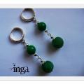 jade earrings with agate - Earrings - beadwork