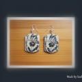 Earrings " black and white butterfly " - Decoupage - making