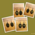 Earrings " golden flower on a black fon - Decoupage - making