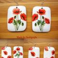 Earrings " Poppy " - Decoupage - making