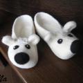 White mouse, or a bear :) - Shoes & slippers - felting