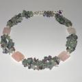 Pink fluorite and quartz verinys - Necklace - beadwork
