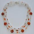 Rock crystal and carnelian necklace - Necklace - beadwork