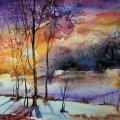 " The first snow " - Watercolor - drawing