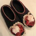 Black - Red - Shoes & slippers - felting