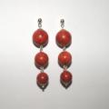 Red earrings - Earrings - beadwork