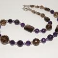 Necklace with amethyst and smoky quartz - Necklace - beadwork