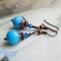 Blue summer - Earrings - beadwork