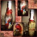 Champagne bottle " red rose " - Decorated bottles - making