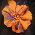 Orange flower - Brooches - felting