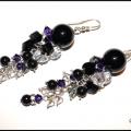 Black and white bunches - Earrings - beadwork