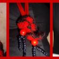 red flower - Necklace - needlework