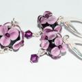 Earrings and Pendant Purple Flower D - Kits - beadwork