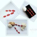 Red coral - Earrings - beadwork