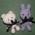 Hare Piskun and Teddy - Brooches - felting