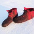Black - with red ragiukais:] - Shoes & slippers - felting