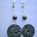 One hundred and first Jade, serpentine, lava. - Earrings - beadwork